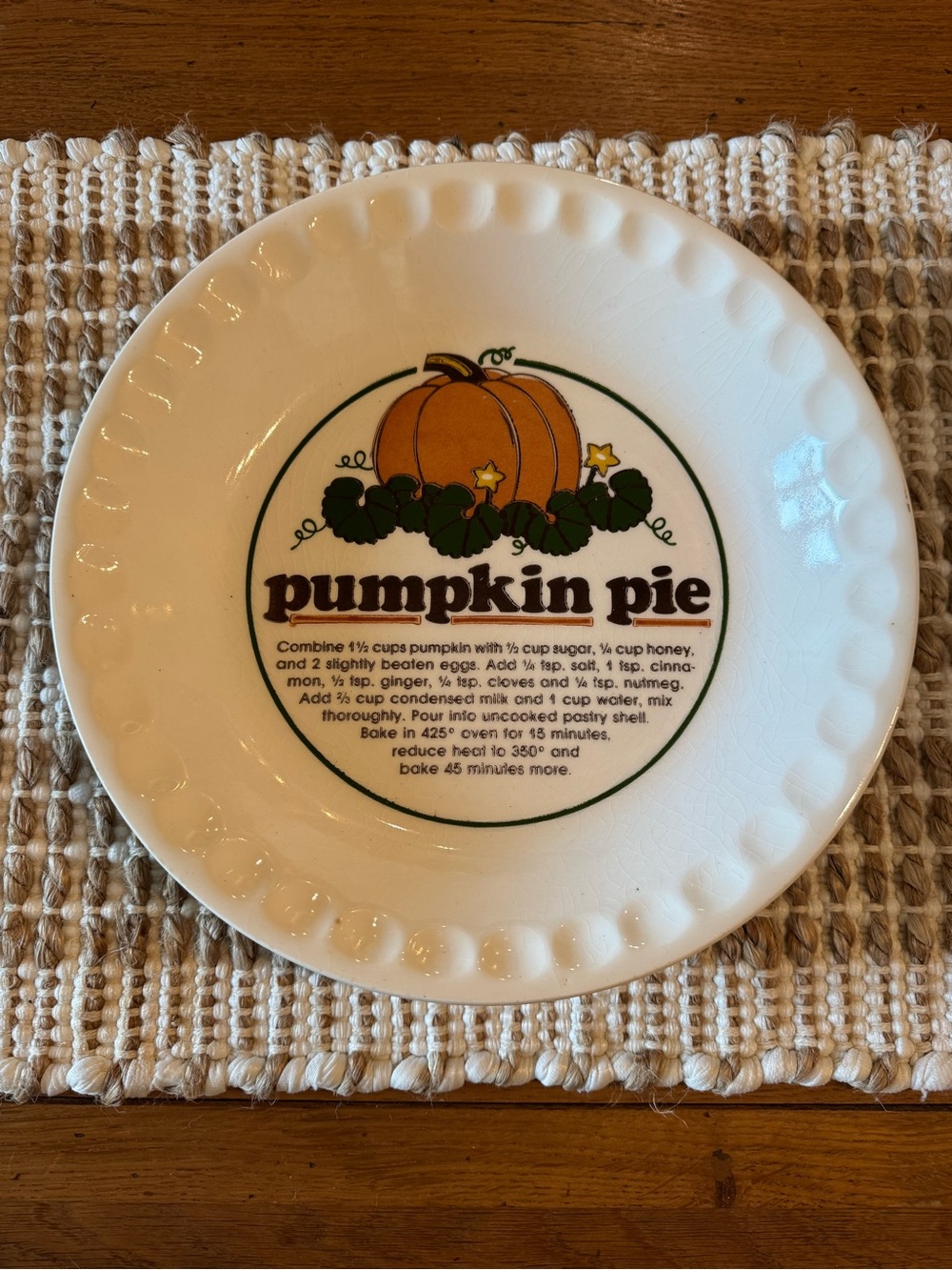 Vintage Pumpkin Pie Plate